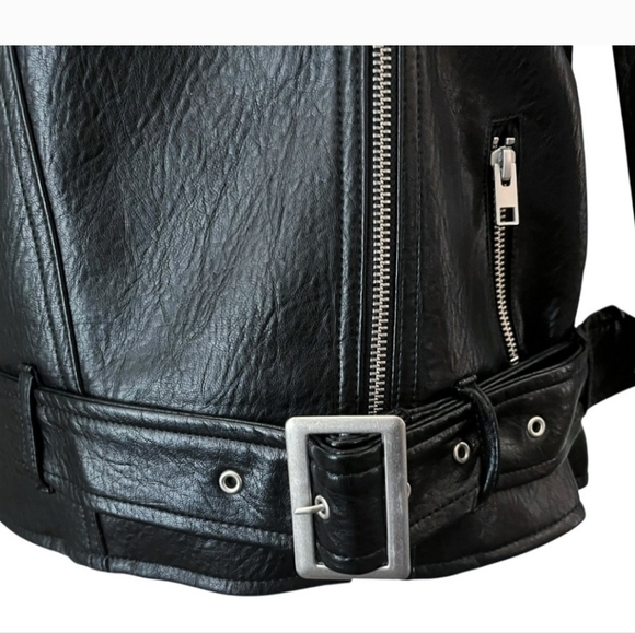 NWT Old Navy Faux-Leather Belted Biker Jacket - Picture 5 of 6